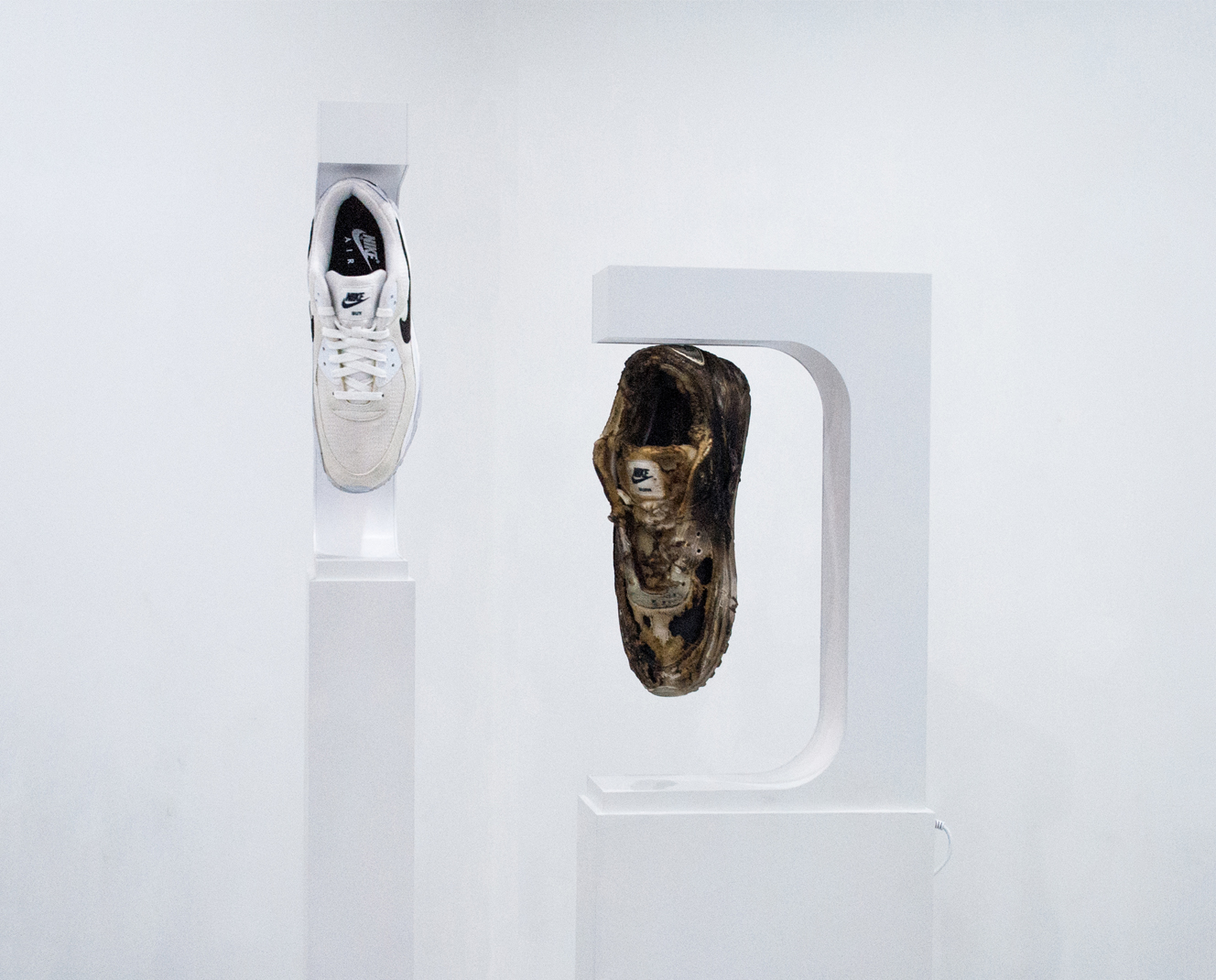 Chris Cawkwell, artist, custom Nike trainers, magnetic shoe display, masonite, single-channel video